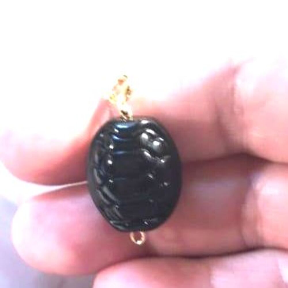Black Obsidian Turtle Pendant
